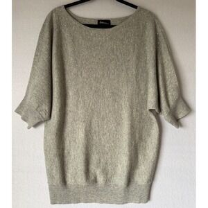 Evelyn Cashmere Sweater‎ Women Medium Gray Rhinestone Short Dolman Sleeve Soft